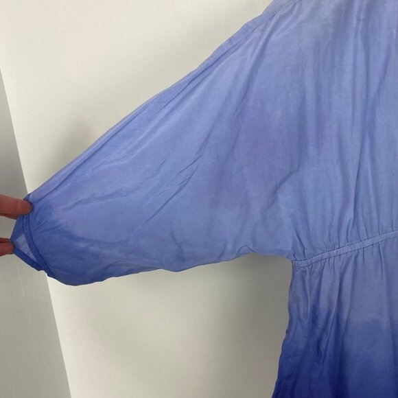 Splendid Silk Tie Dye Blue Ombre Cover Up Beach Top Size Small V-Neck‎ Bohemian - Picture 9 of 12